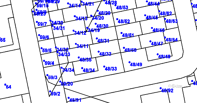 Parcela st. 48/32 v KÚ Libuš, Katastrální mapa