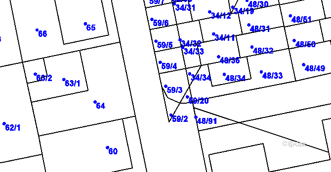 Parcela st. 59/3 v KÚ Libuš, Katastrální mapa