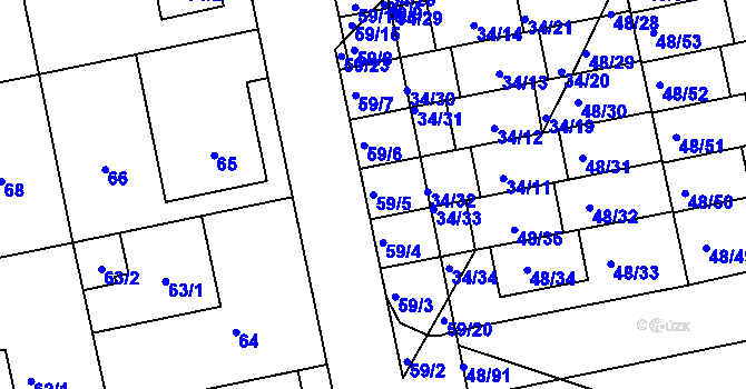 Parcela st. 59/5 v KÚ Libuš, Katastrální mapa