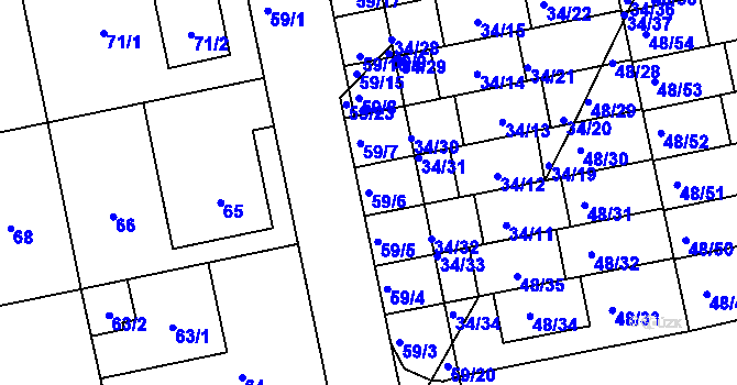 Parcela st. 59/6 v KÚ Libuš, Katastrální mapa