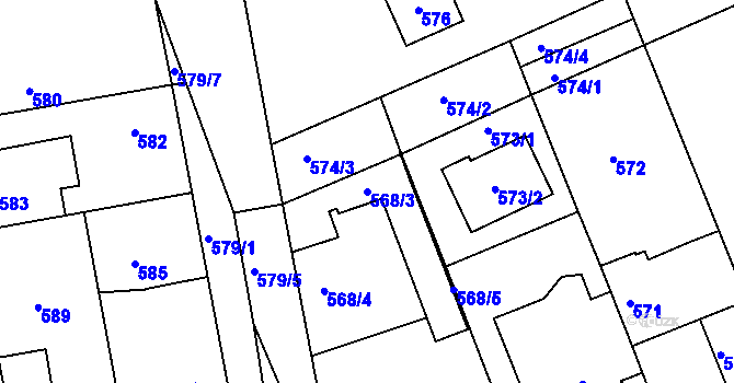 Parcela st. 568/3 v KÚ Libuš, Katastrální mapa