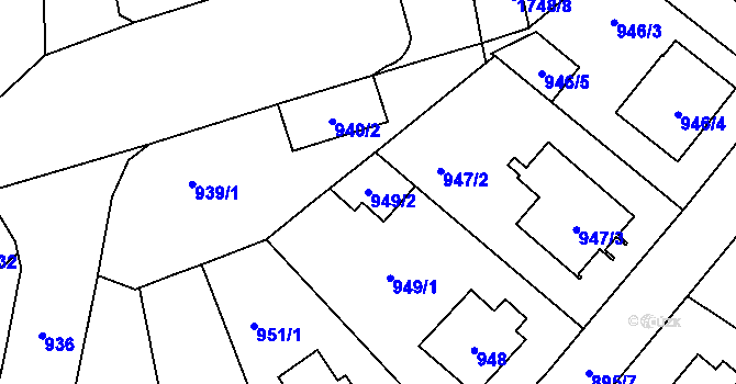 Parcela st. 949/2 v KÚ Libuš, Katastrální mapa