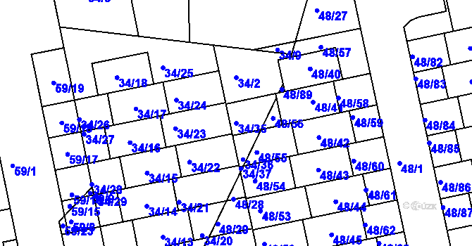 Parcela st. 34/35 v KÚ Libuš, Katastrální mapa