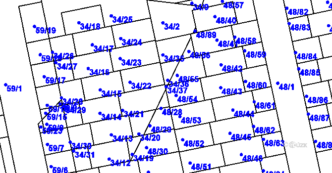 Parcela st. 34/37 v KÚ Libuš, Katastrální mapa
