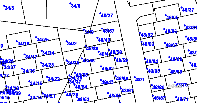 Parcela st. 48/41 v KÚ Libuš, Katastrální mapa