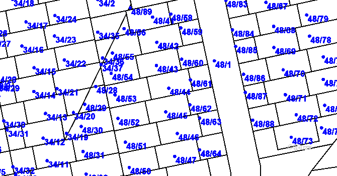 Parcela st. 48/44 v KÚ Libuš, Katastrální mapa