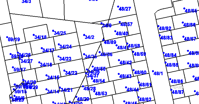 Parcela st. 48/56 v KÚ Libuš, Katastrální mapa
