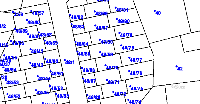 Parcela st. 48/69 v KÚ Libuš, Katastrální mapa