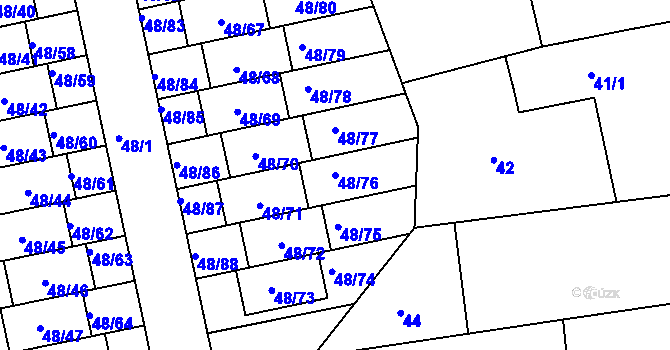 Parcela st. 48/76 v KÚ Libuš, Katastrální mapa