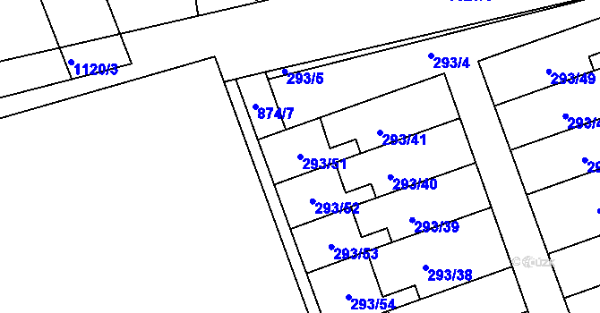 Parcela st. 293/51 v KÚ Libuš, Katastrální mapa