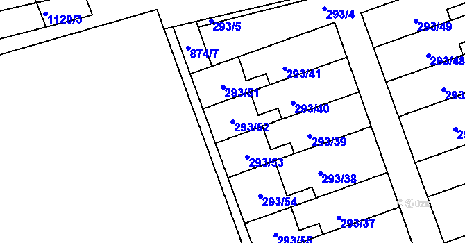 Parcela st. 293/52 v KÚ Libuš, Katastrální mapa