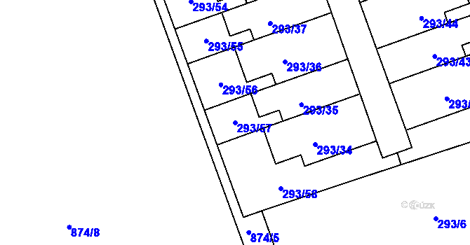 Parcela st. 293/57 v KÚ Libuš, Katastrální mapa