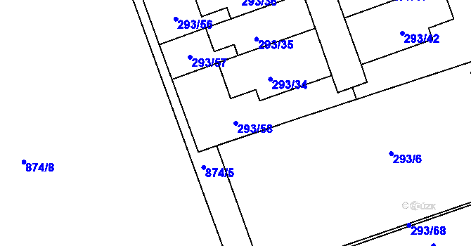 Parcela st. 293/58 v KÚ Libuš, Katastrální mapa