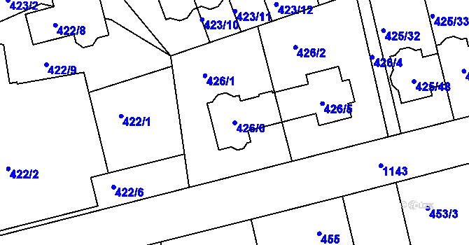 Parcela st. 426/6 v KÚ Libuš, Katastrální mapa