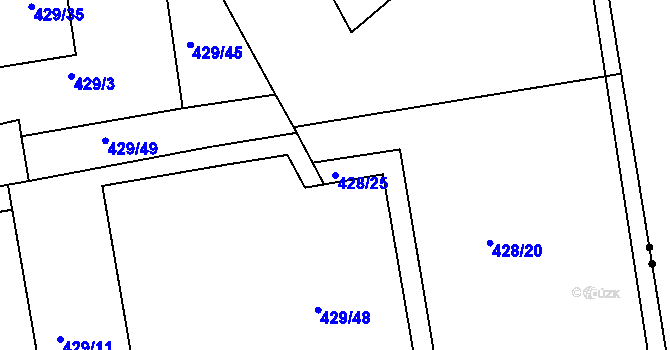 Parcela st. 428/25 v KÚ Libuš, Katastrální mapa