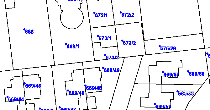 Parcela st. 673/3 v KÚ Libuš, Katastrální mapa