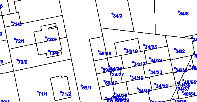Parcela st. 59/19 v KÚ Libuš, Katastrální mapa
