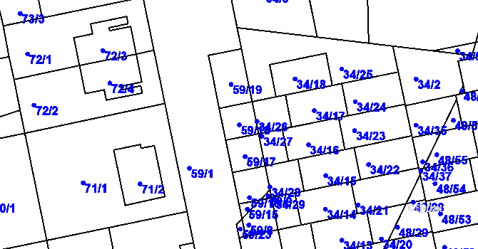 Parcela st. 59/18 v KÚ Libuš, Katastrální mapa