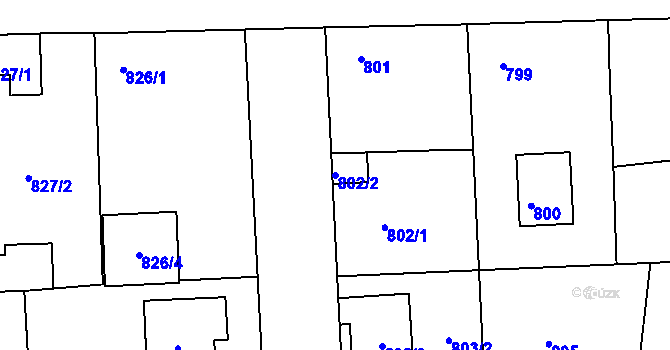 Parcela st. 802/2 v KÚ Libuš, Katastrální mapa