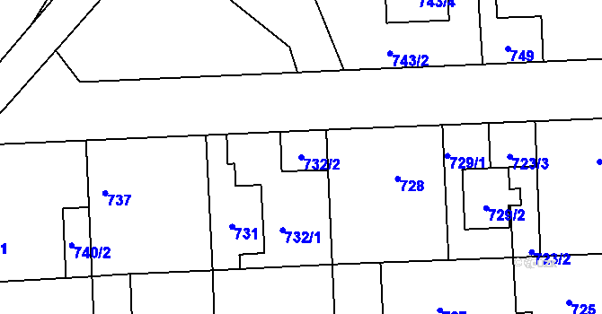 Parcela st. 732/2 v KÚ Libuš, Katastrální mapa