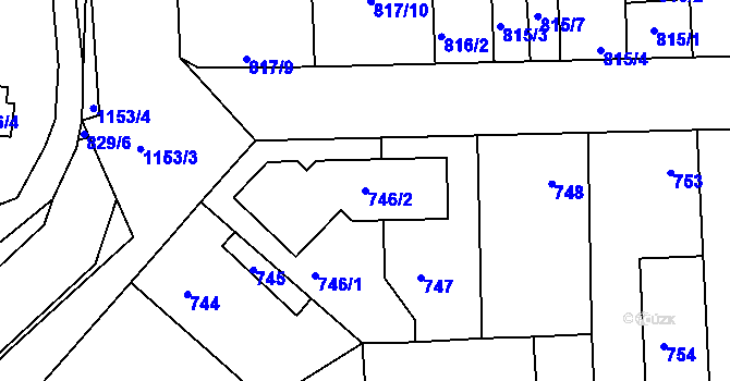 Parcela st. 746/2 v KÚ Libuš, Katastrální mapa