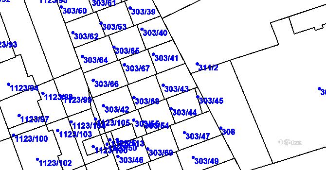 Parcela st. 303/43 v KÚ Libuš, Katastrální mapa