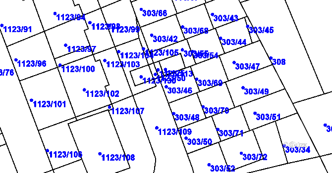 Parcela st. 303/46 v KÚ Libuš, Katastrální mapa