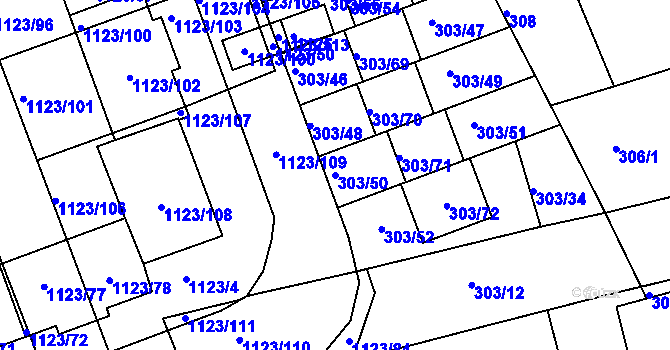 Parcela st. 303/50 v KÚ Libuš, Katastrální mapa