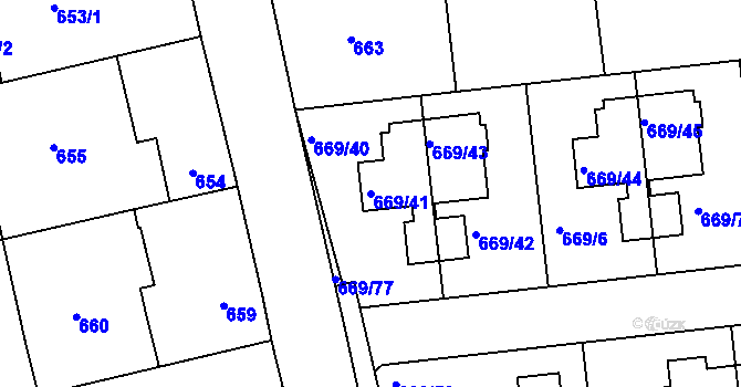Parcela st. 669/41 v KÚ Libuš, Katastrální mapa