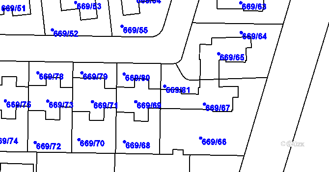 Parcela st. 669/81 v KÚ Libuš, Katastrální mapa