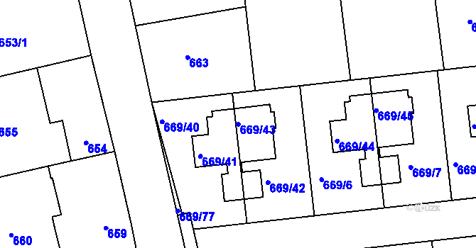 Parcela st. 669/43 v KÚ Libuš, Katastrální mapa
