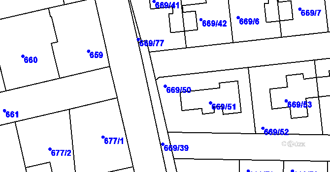 Parcela st. 669/50 v KÚ Libuš, Katastrální mapa