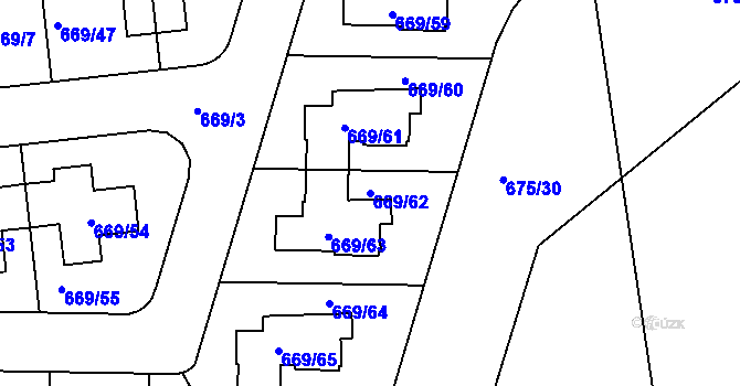 Parcela st. 669/62 v KÚ Libuš, Katastrální mapa