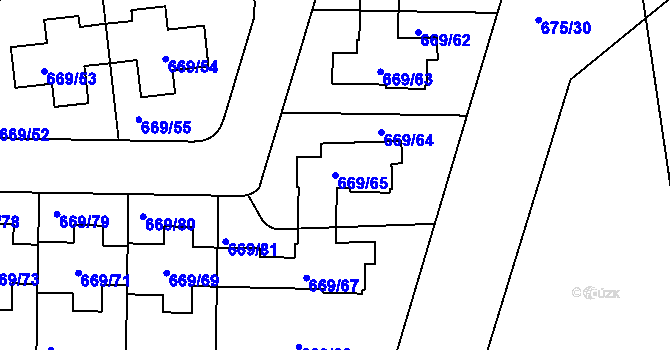 Parcela st. 669/65 v KÚ Libuš, Katastrální mapa