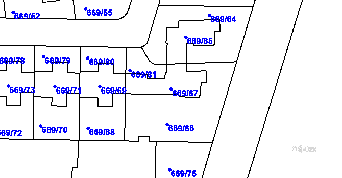Parcela st. 669/67 v KÚ Libuš, Katastrální mapa