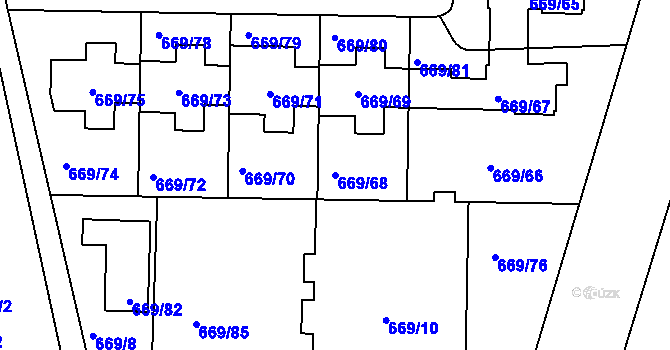 Parcela st. 669/68 v KÚ Libuš, Katastrální mapa