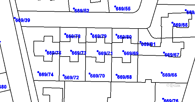 Parcela st. 669/71 v KÚ Libuš, Katastrální mapa