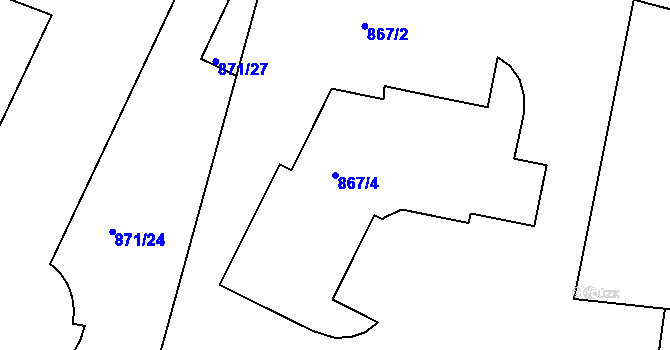 Parcela st. 867/4 v KÚ Libuš, Katastrální mapa