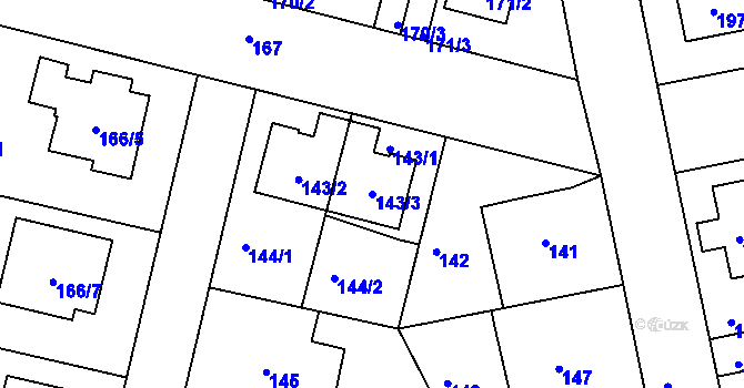 Parcela st. 143/3 v KÚ Libuš, Katastrální mapa