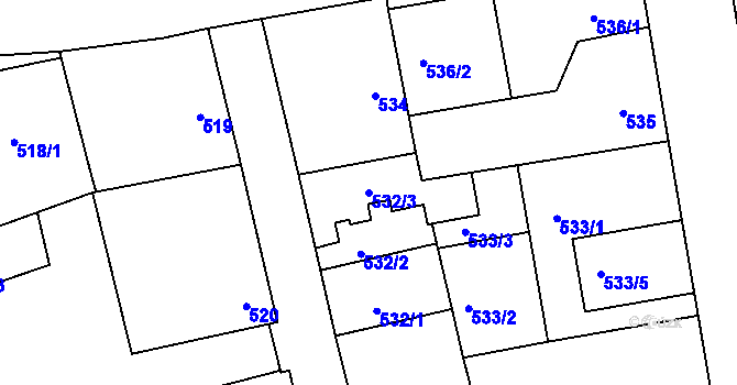 Parcela st. 532/3 v KÚ Libuš, Katastrální mapa