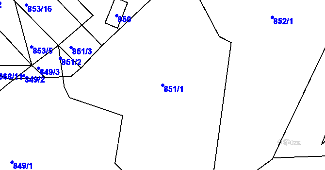 Parcela st. 851/1 v KÚ Libuš, Katastrální mapa