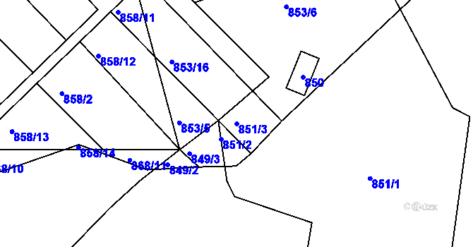 Parcela st. 851/3 v KÚ Libuš, Katastrální mapa