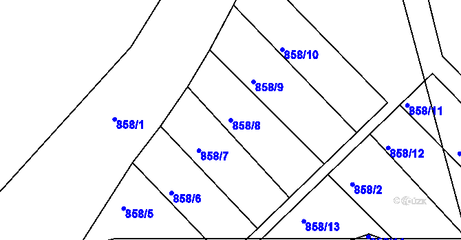 Parcela st. 858/8 v KÚ Libuš, Katastrální mapa