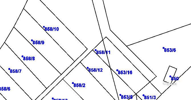 Parcela st. 858/11 v KÚ Libuš, Katastrální mapa
