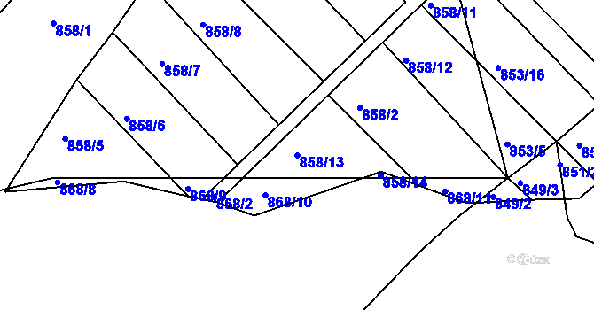 Parcela st. 858/13 v KÚ Libuš, Katastrální mapa