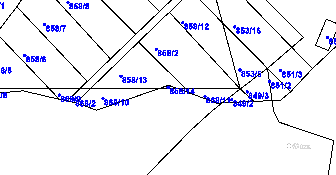 Parcela st. 858/14 v KÚ Libuš, Katastrální mapa