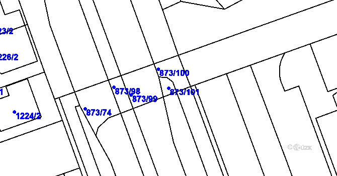 Parcela st. 873/101 v KÚ Libuš, Katastrální mapa