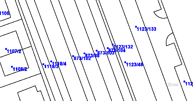 Parcela st. 873/103 v KÚ Libuš, Katastrální mapa