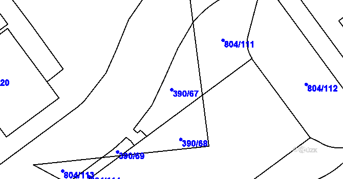 Parcela st. 390/67 v KÚ Libuš, Katastrální mapa