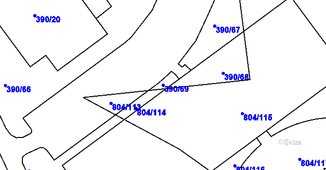 Parcela st. 390/69 v KÚ Libuš, Katastrální mapa